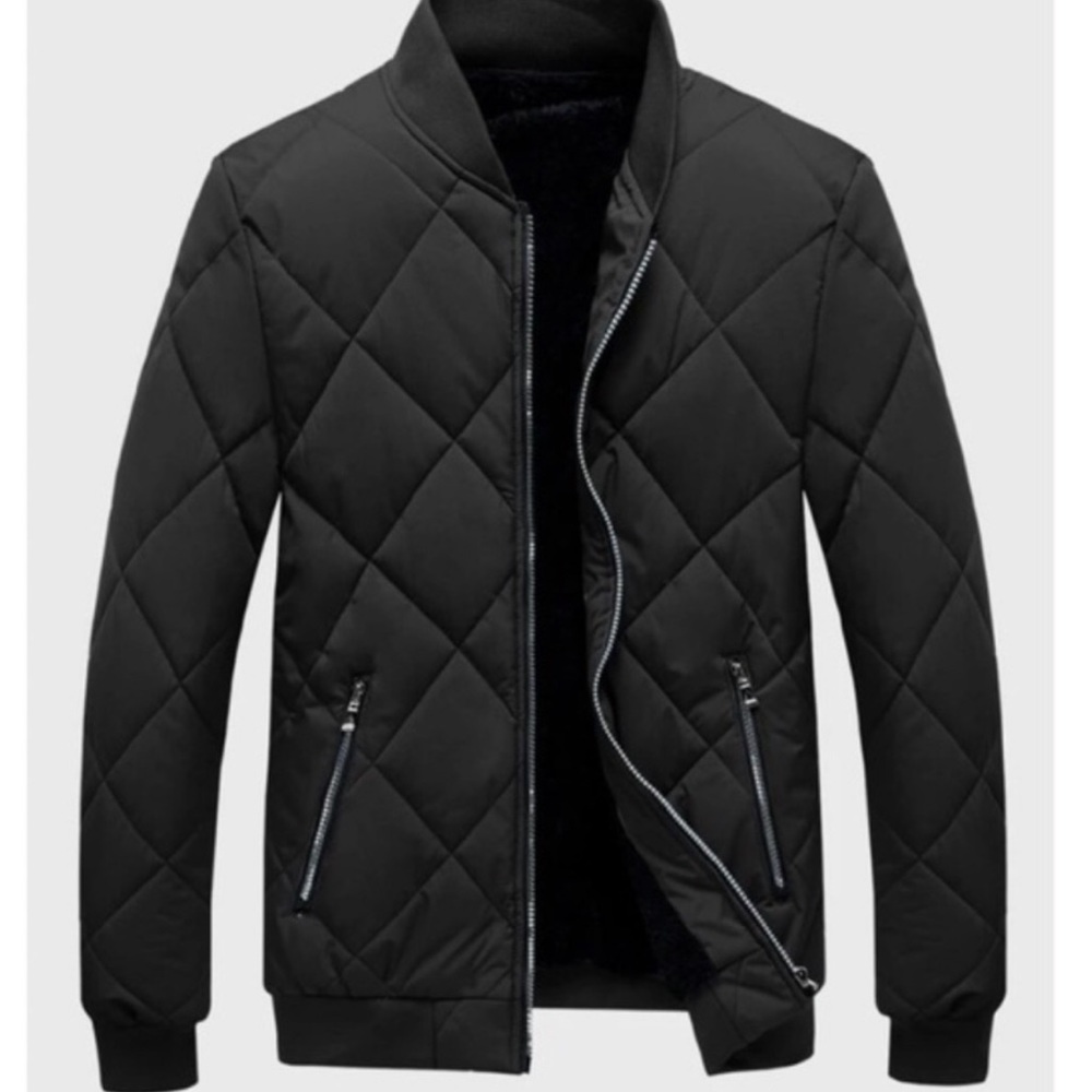 Mens padded quilted zip up bomber jacket